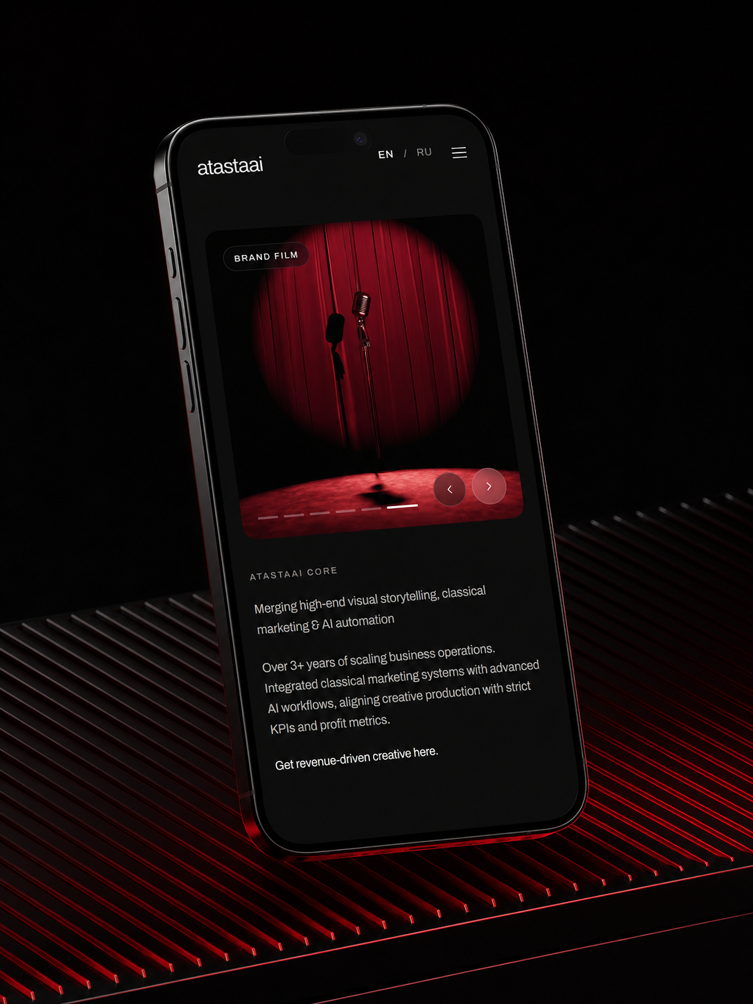 Atastaai mobile homepage on a phone mockup