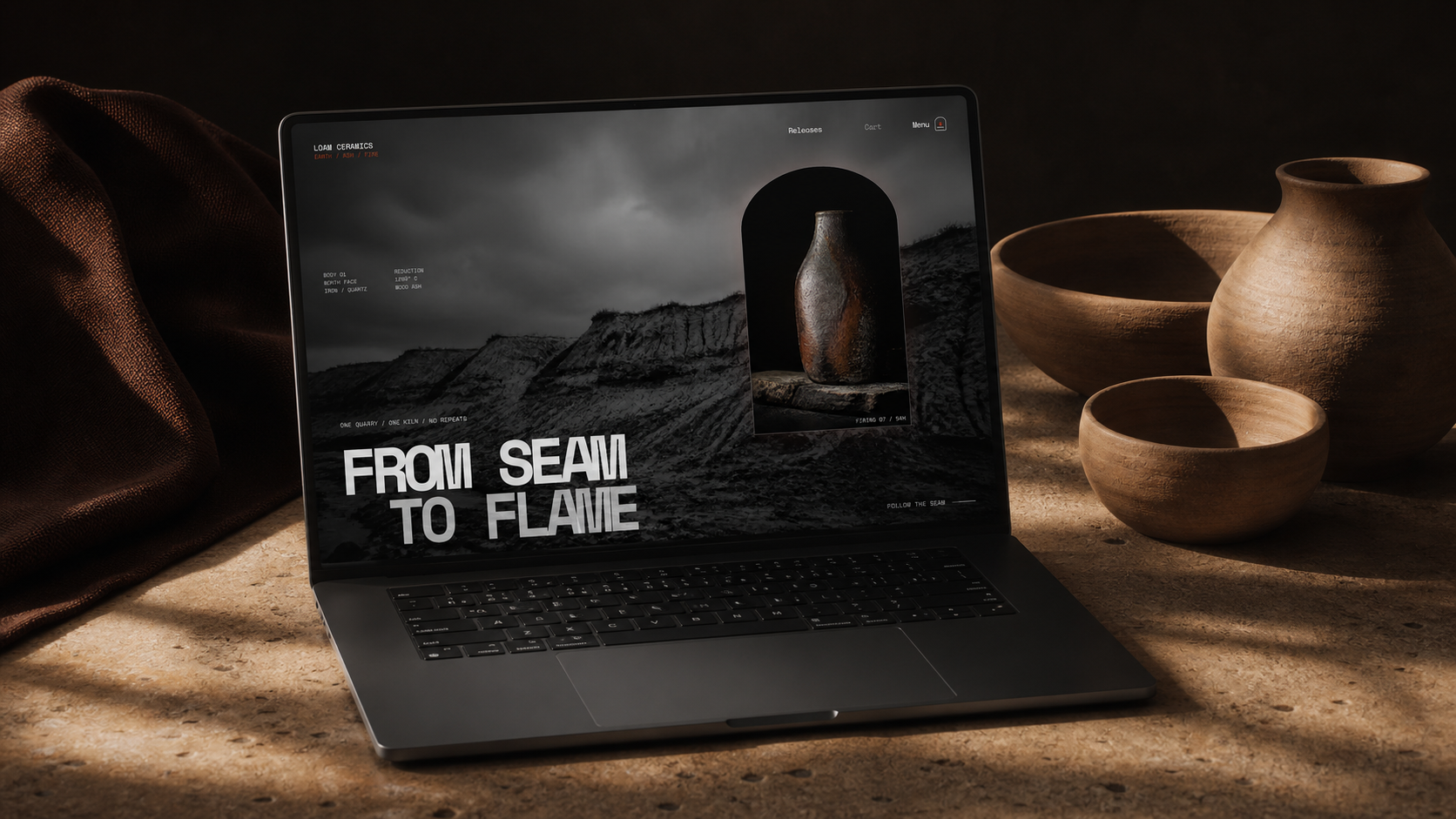 LOAM Ceramics — laptop mockup preview
