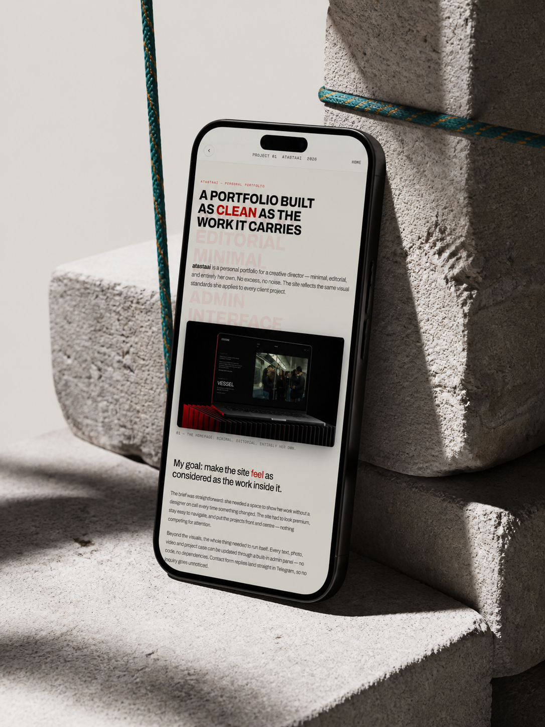 Portfolio case study presented on a mobile phone mockup